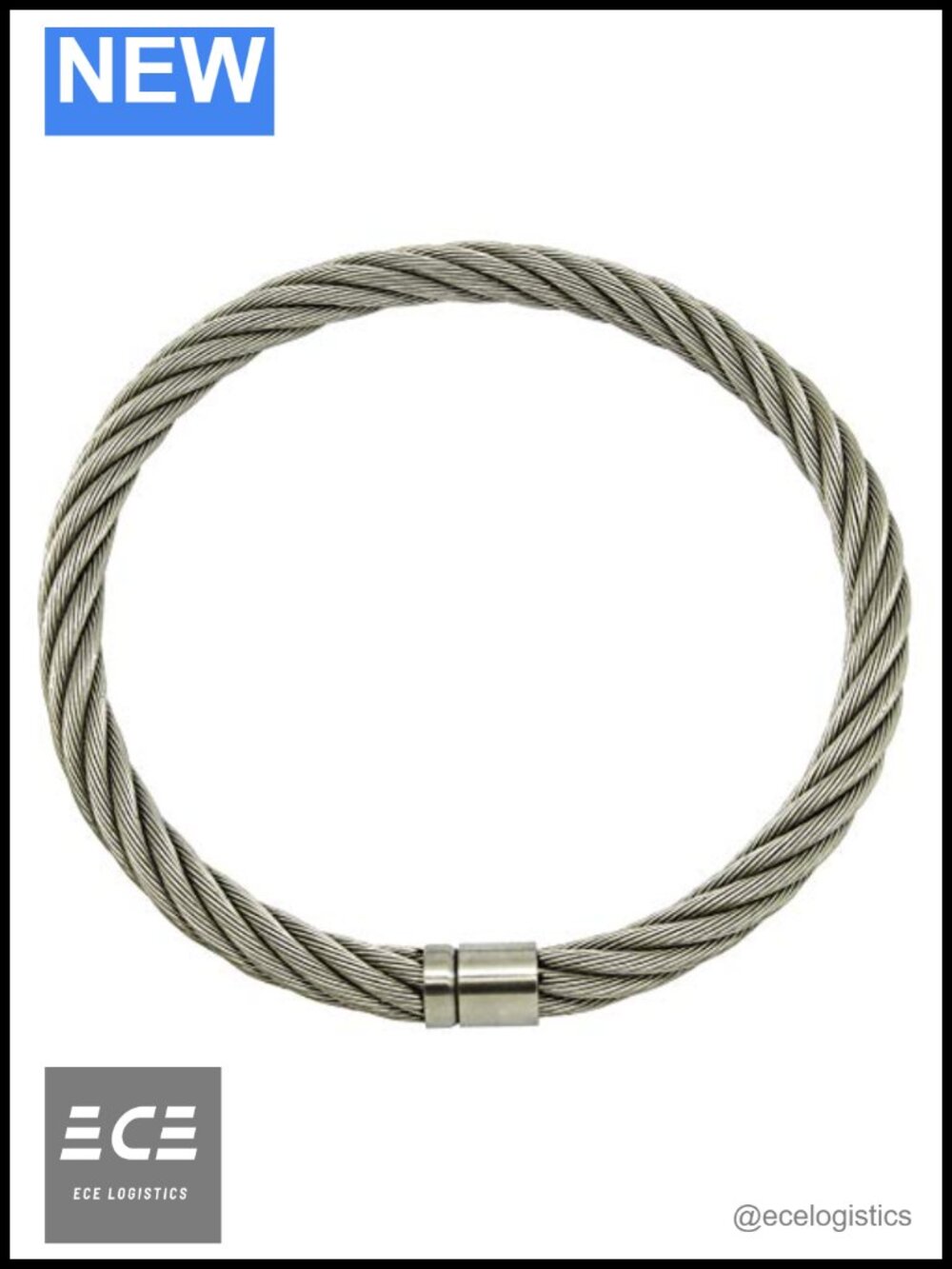 Stainless Steel Wire Rope Lockable Torque Collar Choker Necklace 14.8in